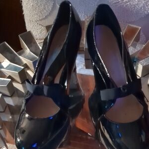 Ann Marino Shiny Black Heels with Bow
